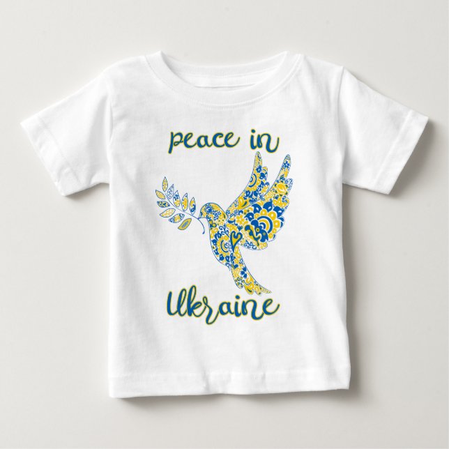 T-shirt Pour Bébé Olive branche colombe de paix drapeau ukrainien co (Devant)