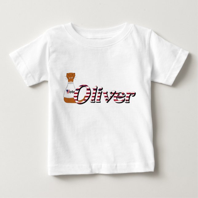 T-shirt Pour Bébé Oliver La Loutre Dit : Sortez et Votez ! (Devant)