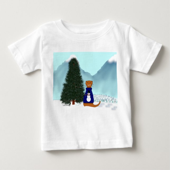 T-shirt Pour Bébé Oliver Trouve Son Arbre De Noël (Devant)