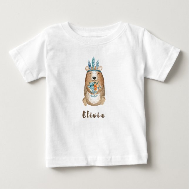 T-shirt Pour Bébé Olivia Boho Bear (Devant)