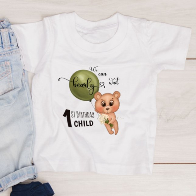 T-shirt Pour Bébé On peut attendre (à peine) le 1er anniversaire enf (Créateur téléchargé)