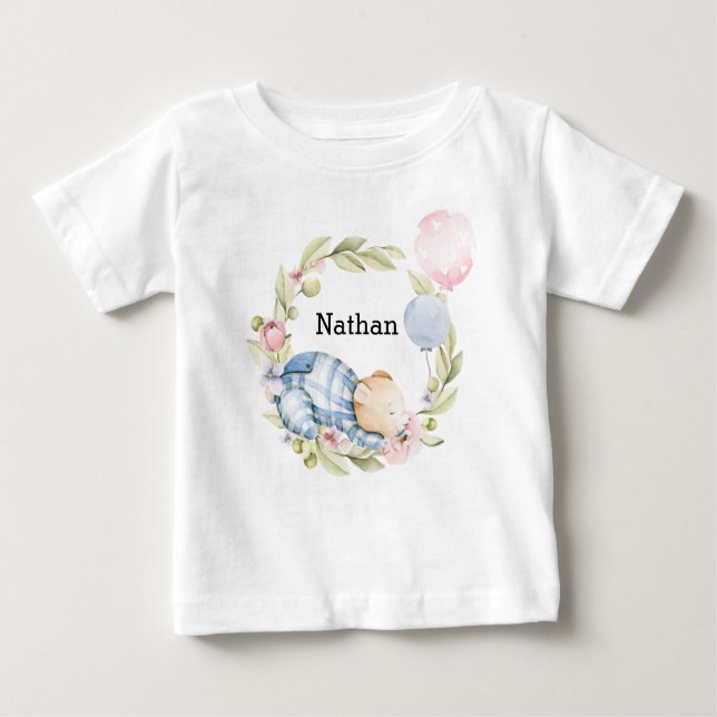 T-shirt Pour Bébé On Peut Attendre Le Baby shower Teddy Bear Garçon (Devant)