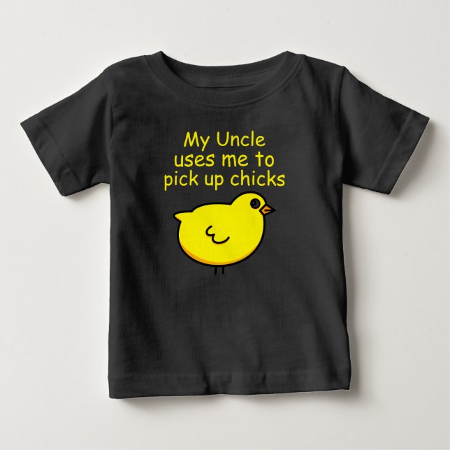 T-shirt Pour Bébé Oncle hilare drôle et poussin mignon (Devant)