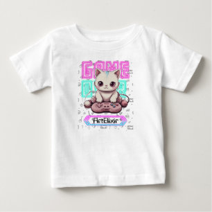 T-shirt Pour Bébé One Cute Kawaii Gamer Cat, jeu sur Imprimer