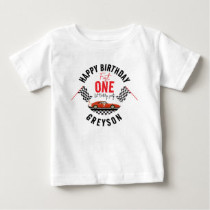 T-shirt Pour Bébé One Fast Race Car Boy 1ère fête d'anniversaire