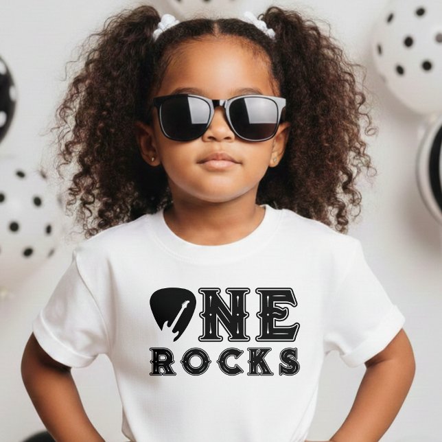 T-shirt Pour Bébé One Rocks Guitar Pick 1st Birthday Party (One Rocks Guitar Pick 1st Birthday Party Baby T-Shirt
)
