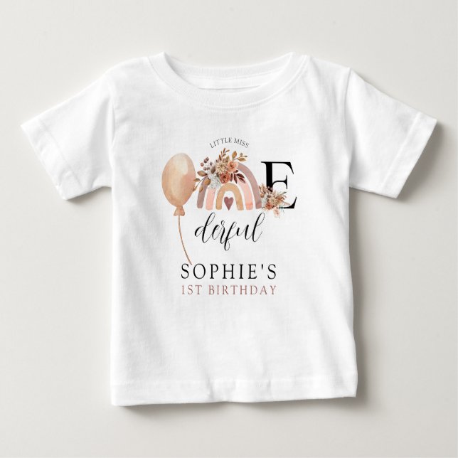 T-shirt Pour Bébé ONEderful Rainbow Girl'anniversaire (Devant)