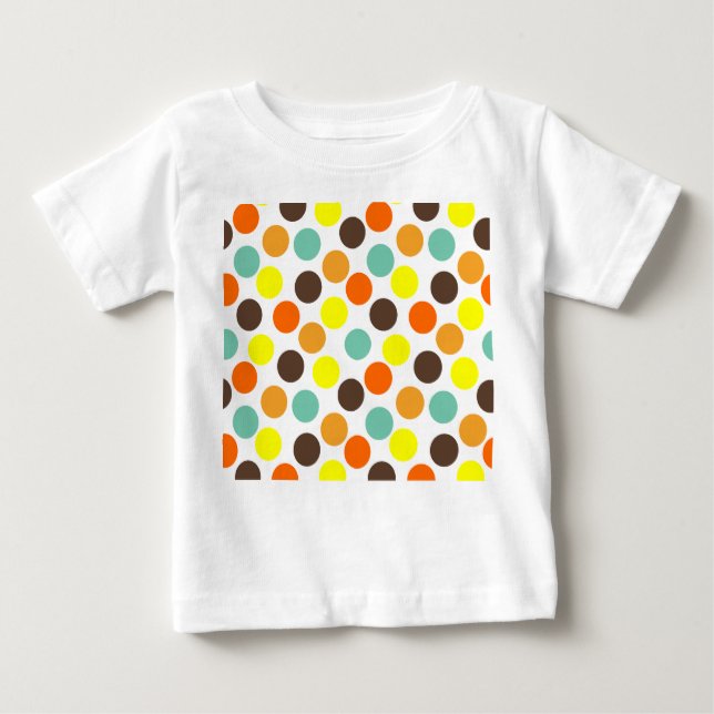 T-shirt Pour Bébé Orange, Jaune, Brown, Points Bleus (Devant)