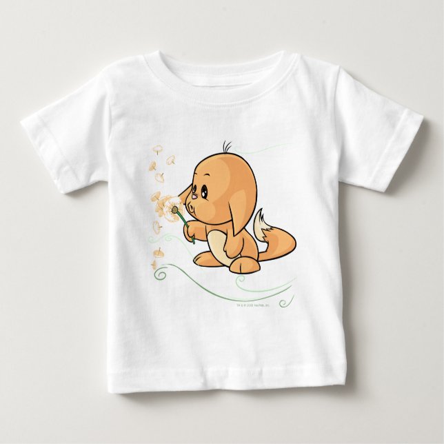 T-shirt Pour Bébé Orange Kacheek souhaitant sur un pissenlit (Devant)