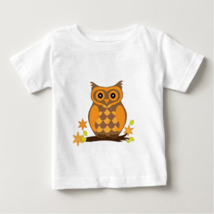 T-shirt Pour Bébé Orange Owl Perché De Fleurs