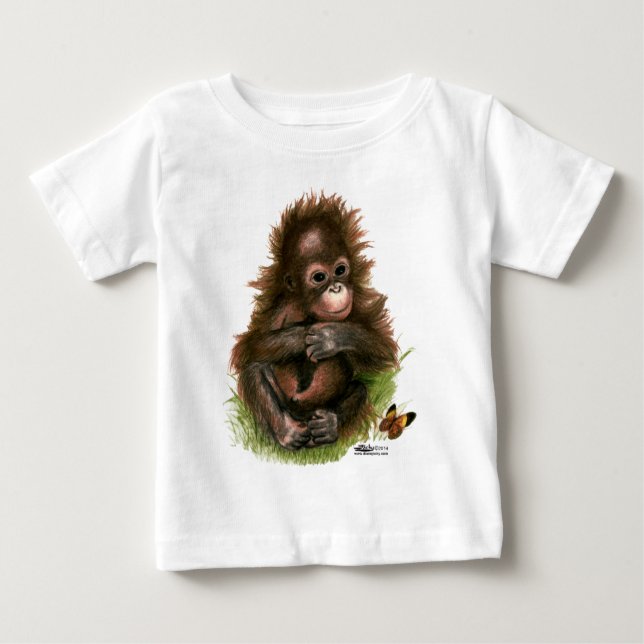 T-shirt Pour Bébé Orangutan Baby and Butterfly (Devant)