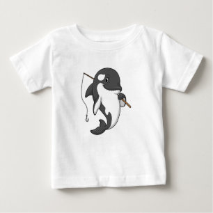 T-shirt Pour Bébé Orca comme Fisher avec une barre de pêche