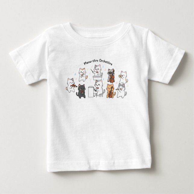 T-shirt Pour Bébé Orchestre symphonique de chats mignons  (Devant)