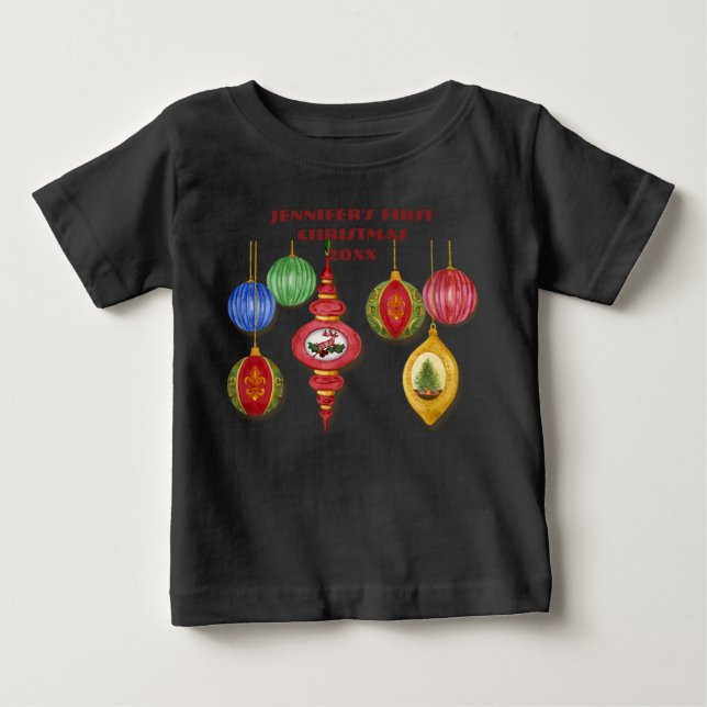 T-shirt Pour Bébé Ordinateur de Noël classique Creeper bébé (Devant)