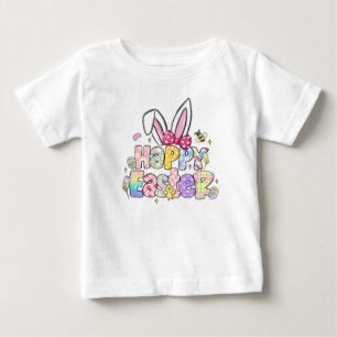 T-shirt Pour Bébé Oreilles de Lapin de Pâques avec Nœud Coquette