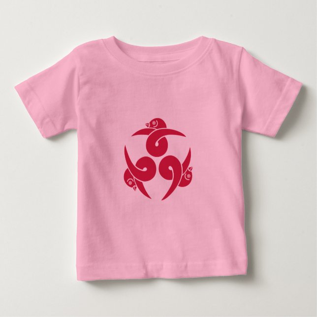 T-shirt Pour Bébé Oriental Rose Trois Oies Japon Mon Vector Art (Devant)