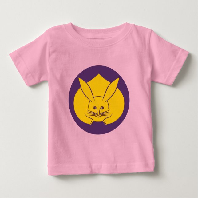 T-shirt Pour Bébé Oriental violet jaune Japon lapin Mon Art (Devant)