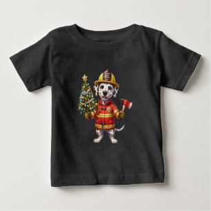 T-shirt Pour Bébé Ornement de sapin de Noël Dalmatien pompier
