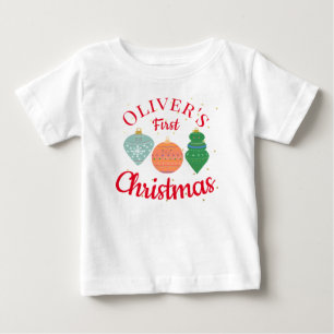 T-shirt Pour Bébé Ornement personnalisé Kawaii pour le premier Noël 