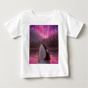 T-shirt Pour Bébé Orque d'épaulard et lumières du nord roses/magen