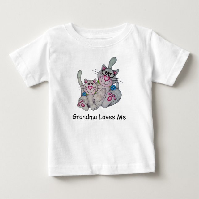 T-shirt Pour Bébé OSo mignon "Grand-mère m'aime", Cat Ruffled Tee (Devant)