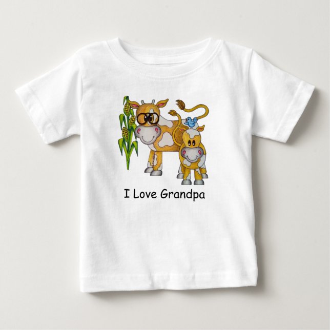 T-shirt Pour Bébé OSO mignonne "I Love Grandpa" Vache Baby Romper (Devant)