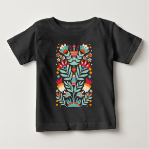 T-shirt Pour Bébé Otomi Flower Motif mexicain Floral Art
