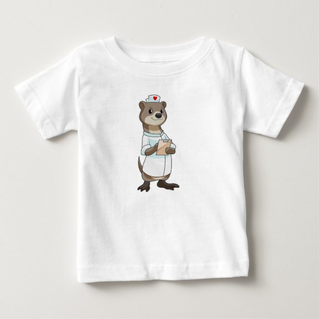 T-shirt Pour Bébé Otter comme infirmière avec coeur (Devant)