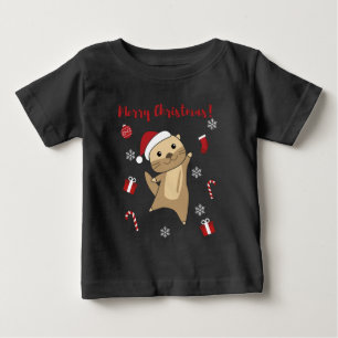 T-shirt Pour Bébé Otter Noël Neige Animaux d'hiver Otter