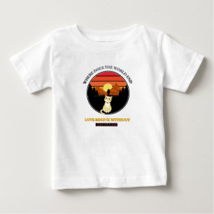 T-shirt Pour Bébé Où le monde se termine Chat mignon Rétro Coucher