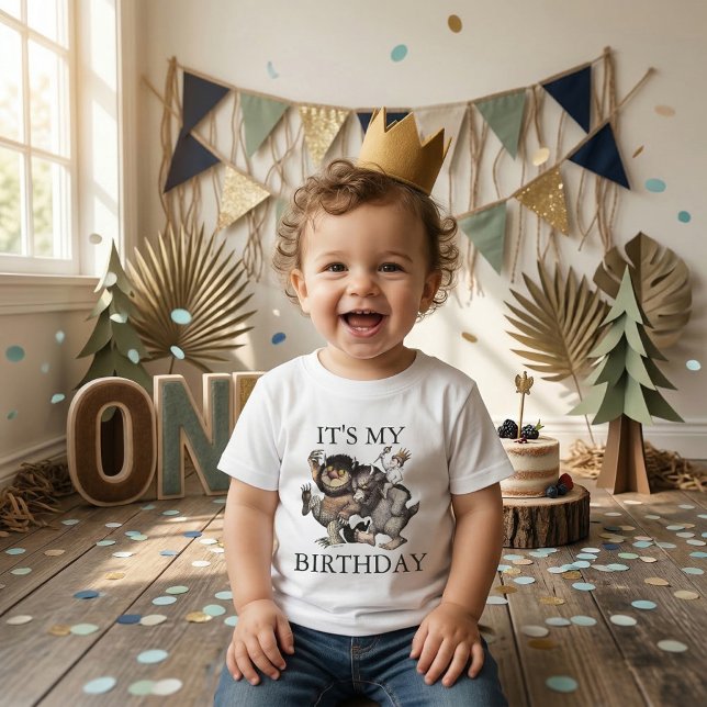 T-shirt Pour Bébé Où Les Choses Sauvages | C'est mon anniversaire (Generated image of t-shirt on baby)