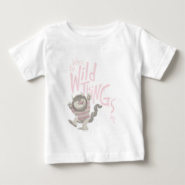 T-shirt Pour Bébé Où les choses sauvages sont citées - rose (Devant)