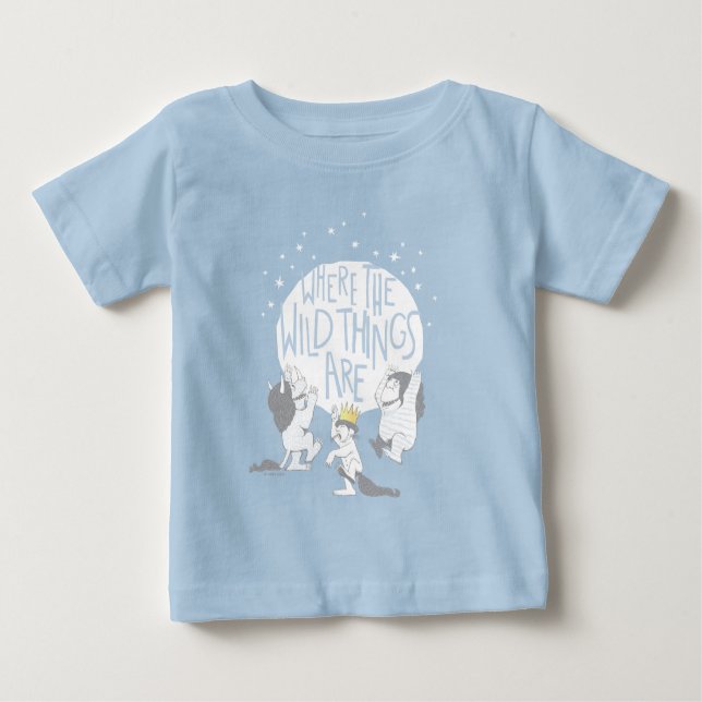 T-shirt Pour Bébé Où Sont Les Choses Sauvages | Lune et étoiles (Devant)