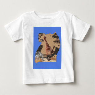T-shirt Pour Bébé Ouganda - Carte de la faune - Imprimer