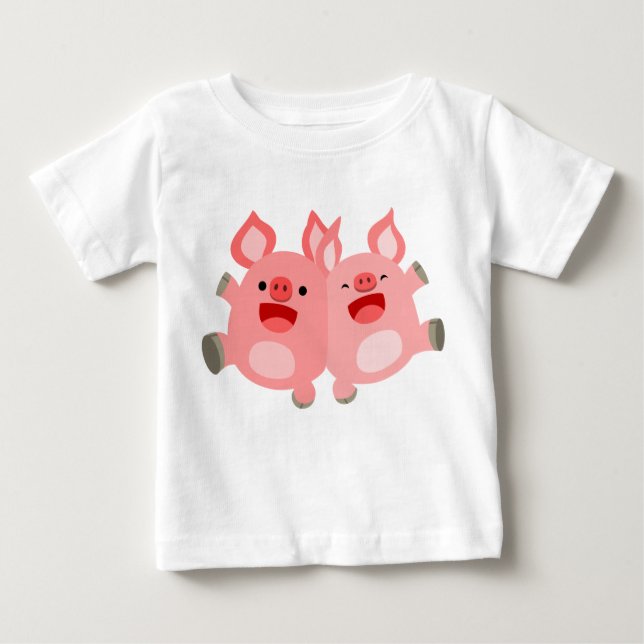 T-shirt Pour Bébé OUI ! ! T-shirt bébé cochons en caricature mignonn (Devant)
