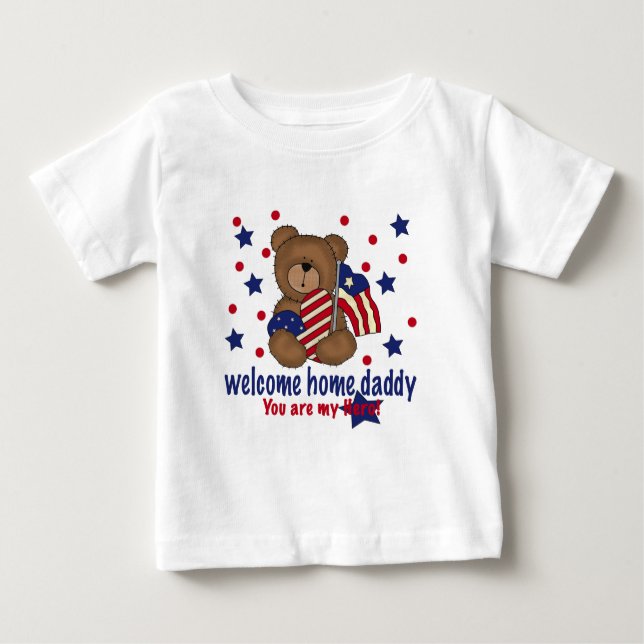 T-shirt Pour Bébé Ours à la maison bienvenu de papa (Devant)