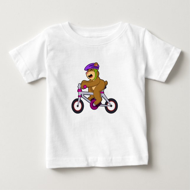 T-shirt Pour Bébé Ours avec vélo et casque (Devant)