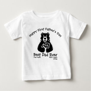 T-shirt Pour Bébé Ours blanc et noir Première Fête des pères mignon