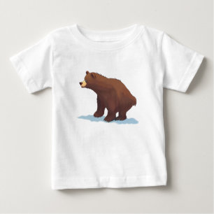 T-shirt Pour Bébé Ours brun marchant sur la neige