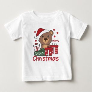 T-shirt Pour Bébé Ours Cadeau de Noël Animaux d'hiver Ours