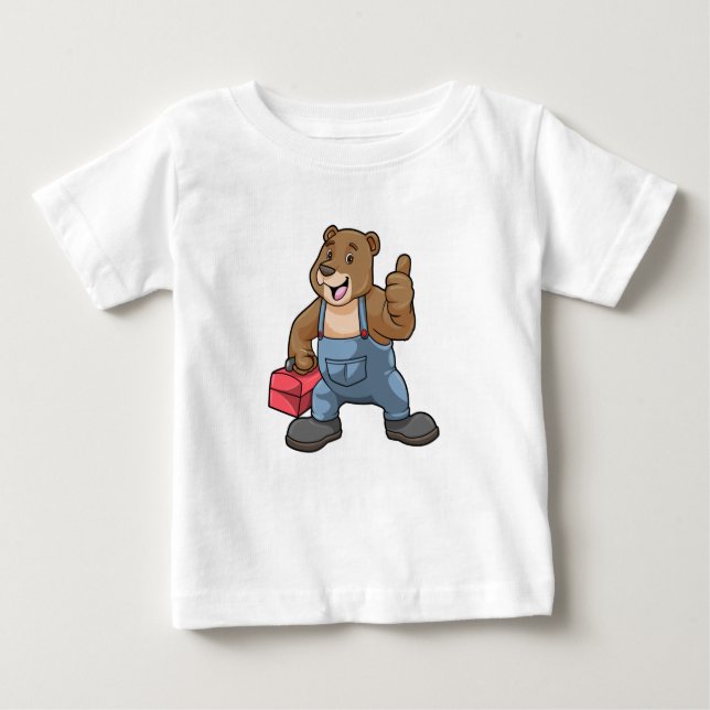 T-shirt Pour Bébé Ours comme artisan avec boîte à outils (Devant)