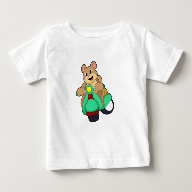 T-shirt Pour Bébé Ours comme Biker avec Scooter.PNG (Devant)