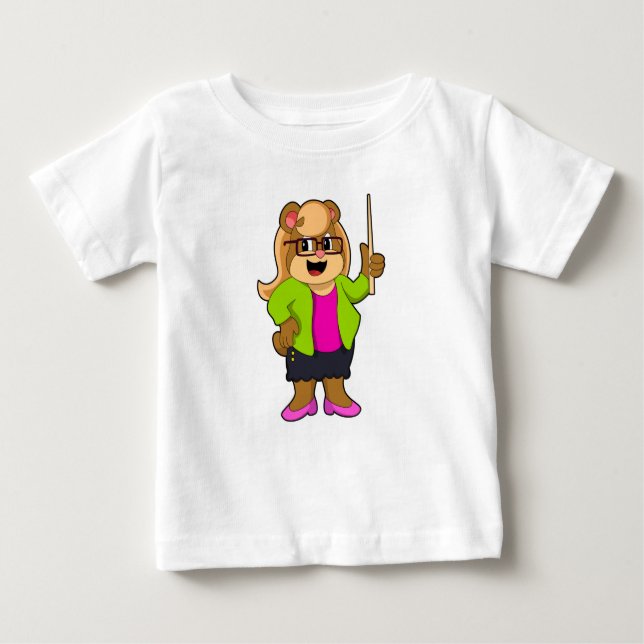 T-shirt Pour Bébé Ours comme enseignant avec lunettes (Devant)