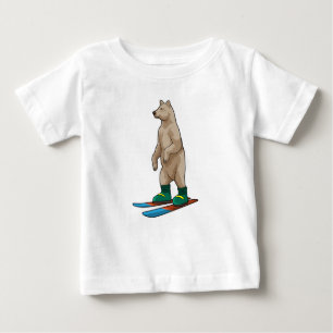 T-shirt Pour Bébé Ours comme skieur avec ski