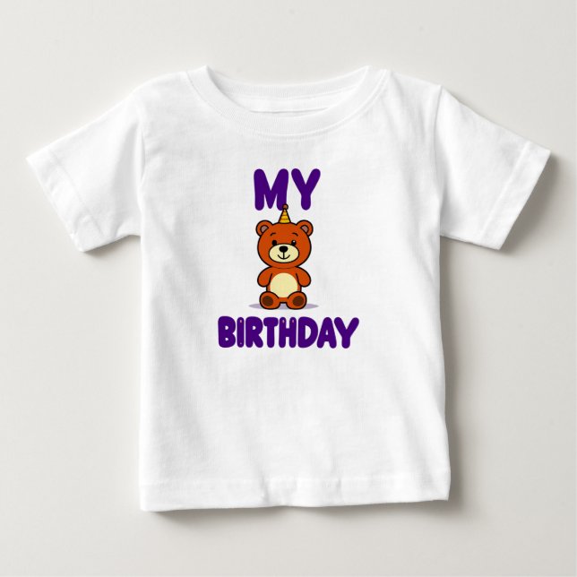 T-shirt Pour Bébé Ours d'anniversaire (Devant)