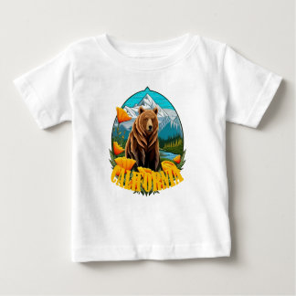 T-shirt Pour Bébé Ours Dans Un Paysage Montagneux Entouré D'Orange