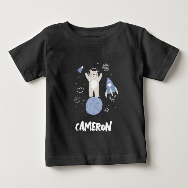 T-shirt Pour Bébé Ours De Cartoon Mignonne Dans L'Espace (Devant)