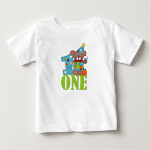 T-shirt Pour Bébé Ours de clown d'anniversaire, premier anniversaire
