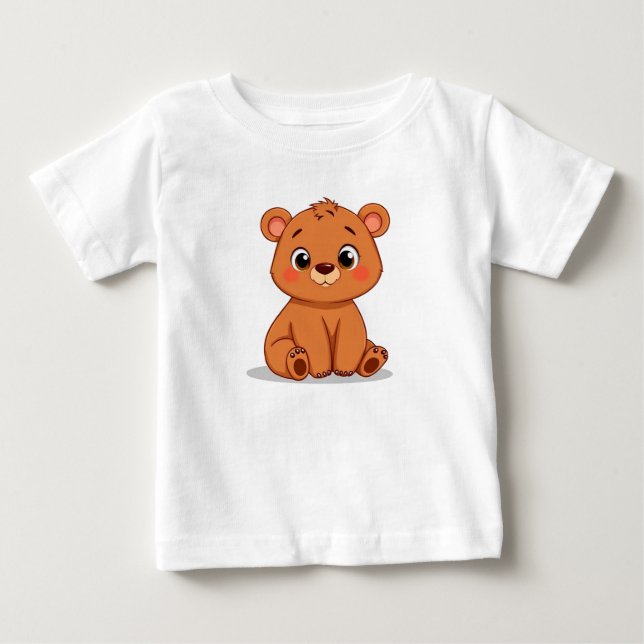 T-shirt Pour Bébé 🧸 Ours de dessin animé mignon Cadeau bébé animal  (Devant)