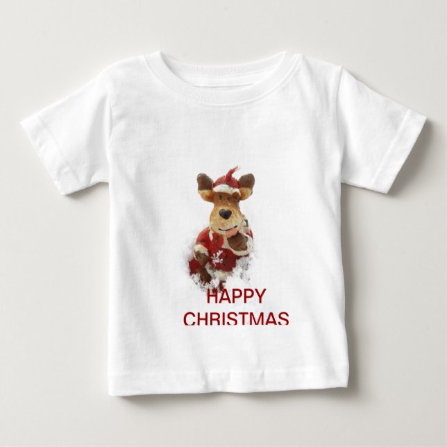 T-shirt Pour Bébé Ours De Noël Dans La Neige (Devant)